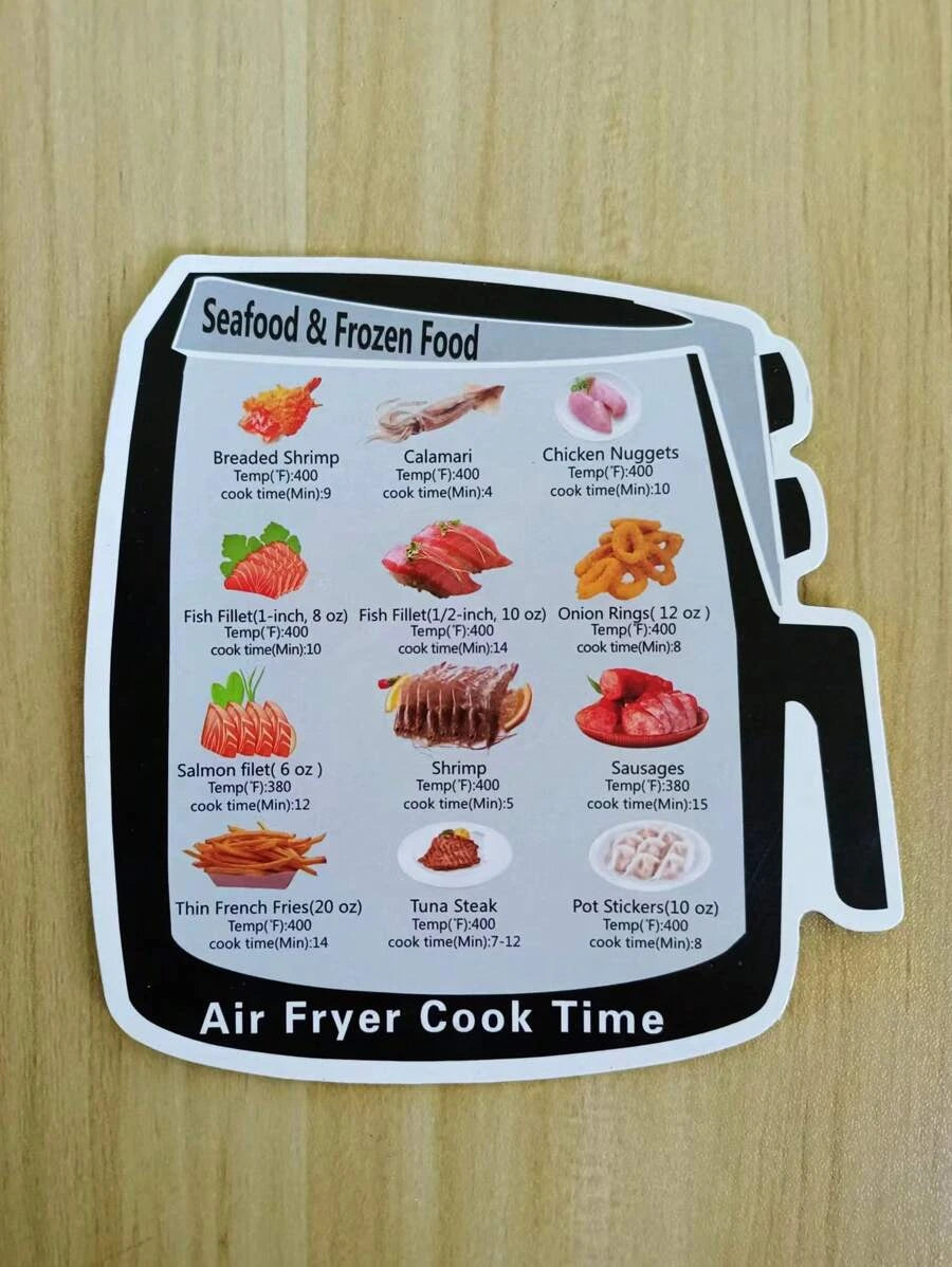 3 броя Магнитни поставки с указания за време и температура за приготвяне на храна в Air Fryer