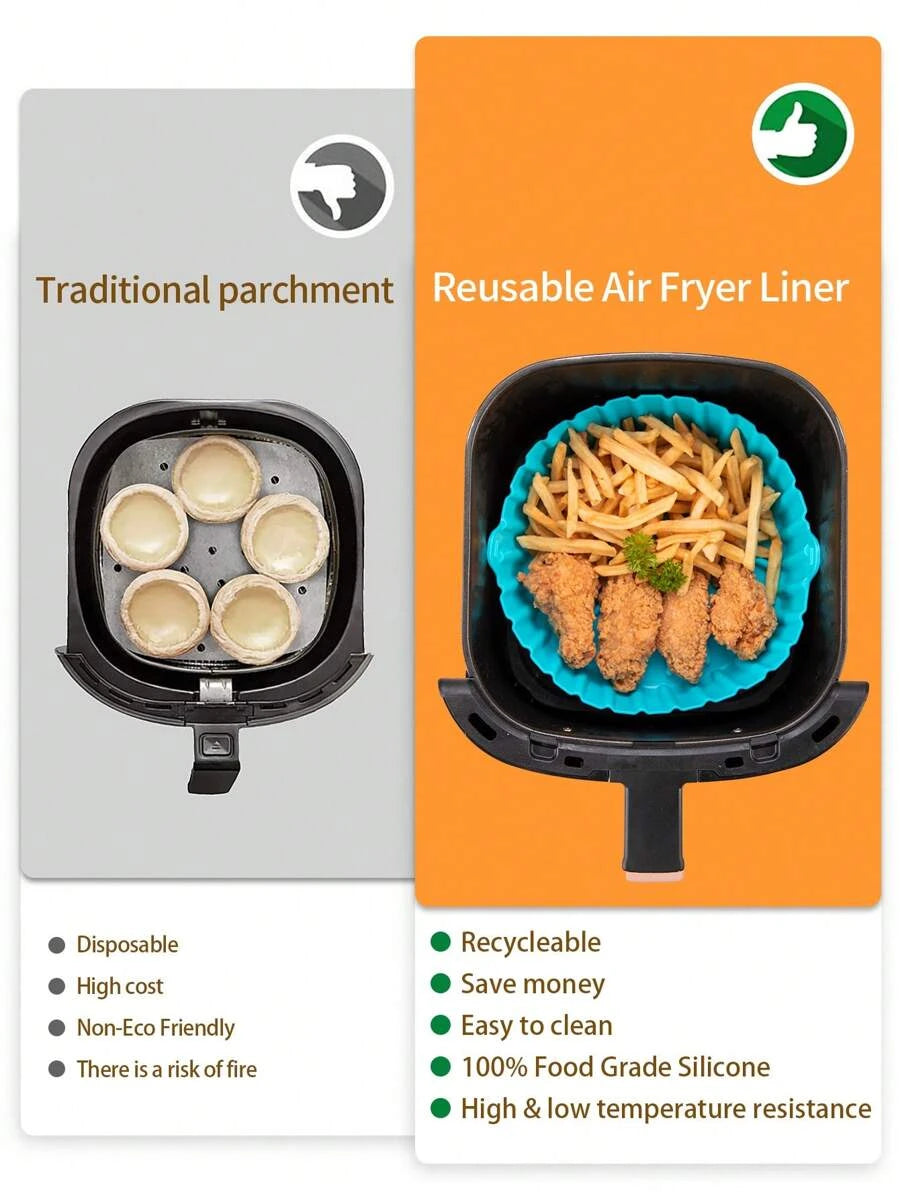 Силиконова подложка за Air Fryer с незалепващо покритие цвят син