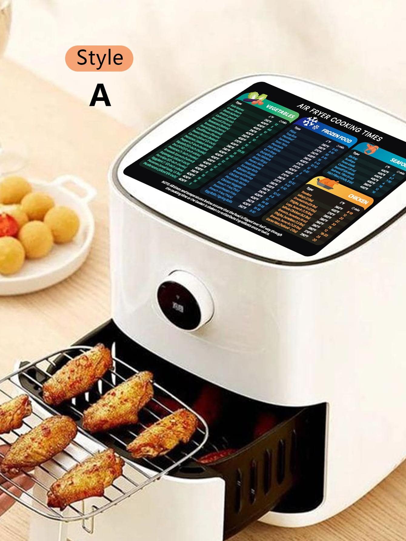 Самозалепващ се магнитен стикер Air Fryer Cooking Time Kitchen Sticker